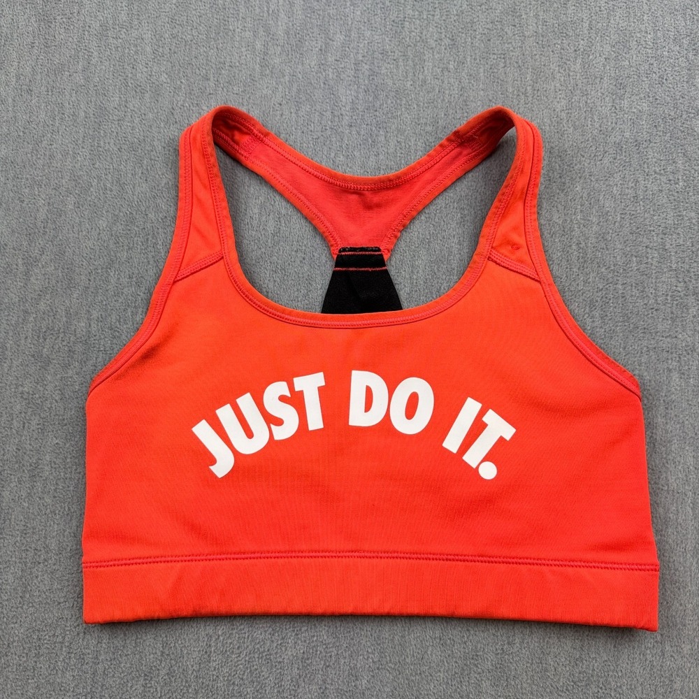 Nike Sports Bra Womens Medium Orange Dri-Fit Printed Training Gym‎ Yoga Workout
